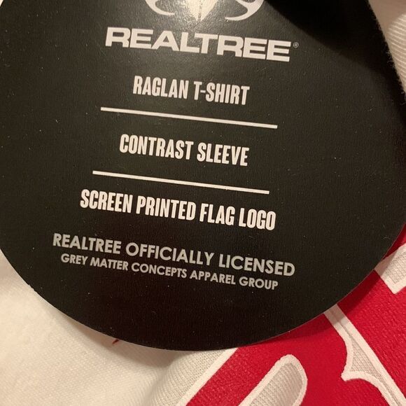 REALTREE Baseball T-Shirt 70% cotton/30% polyester. Arctic white/blue sapphire - Picture 8 of 8